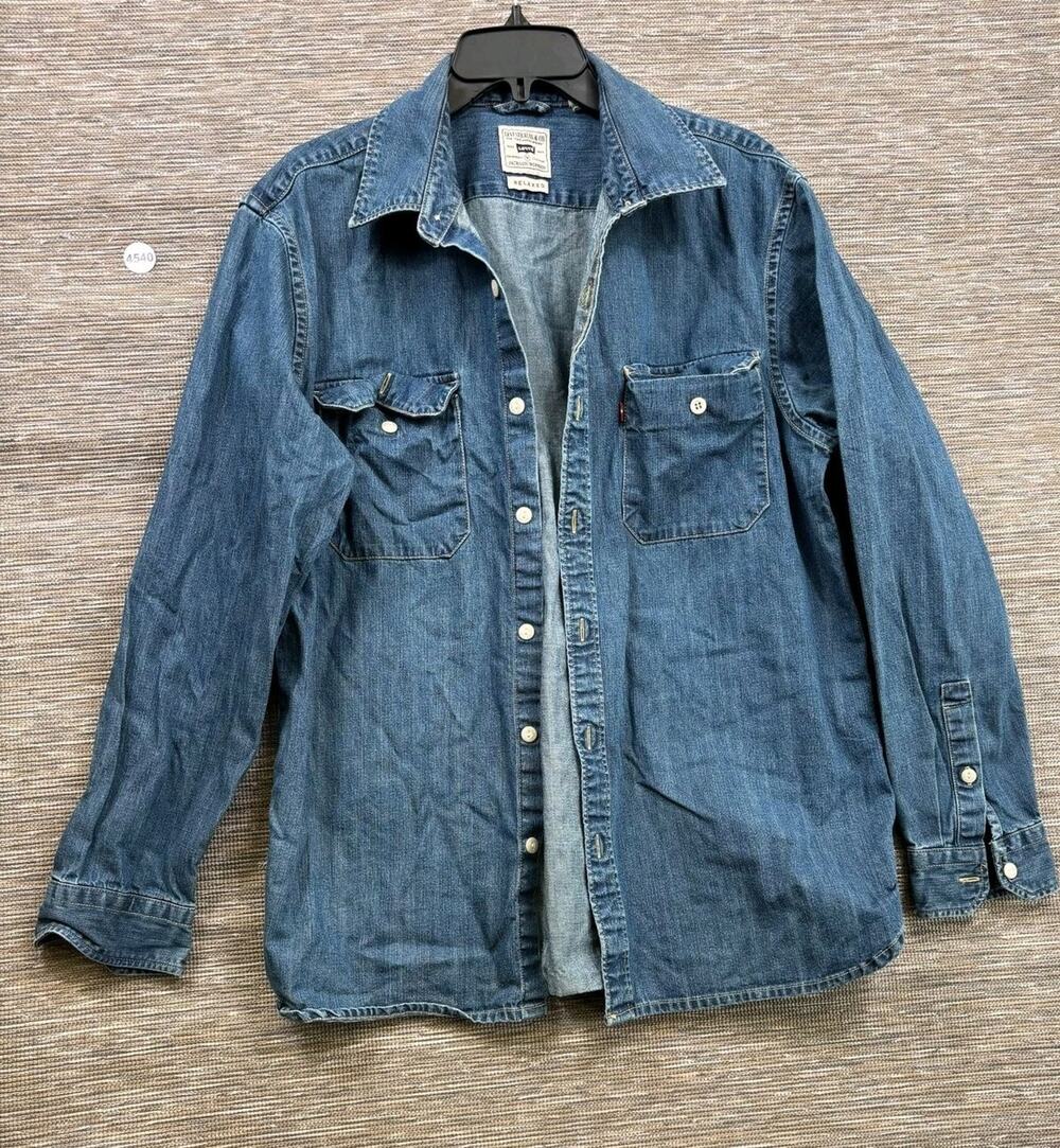 Levi's Shirt Mens Medium Blue Denim Relaxed Jackson Worker Button Up Casual